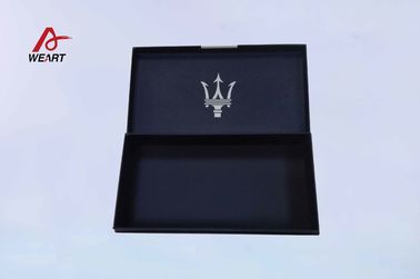 China Cajas de regalo de la joyería de la laminación de la suave al tacto, tipo azul profundo impresión modificada para requisitos particulares de Filp del logotipo de la caja de papel proveedor