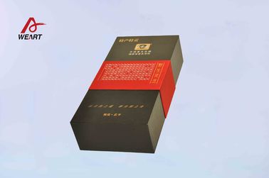 China Superficie cubierta sellada caliente de la caja de papel de la botella de vino del oro plegable del rectángulo proveedor