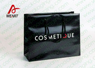 CMYK Logo Black Custom Paper Shopping Bags With Handle Glossy Lamination