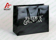 CMYK Logo Black Custom Paper Shopping Bags With Handle Glossy Lamination