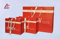 Red Art Paper Bags / Colored Paper Gift Bags Middle Hole Glued White Ribbon​