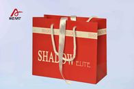 Red Art Paper Bags / Colored Paper Gift Bags Middle Hole Glued White Ribbon​