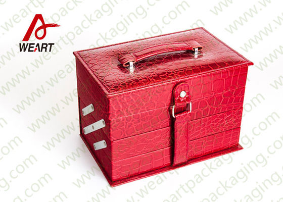 Estilo cosmético rojo personalizado del cajón de la caja de papel con el cuero/el negro NWPP del cocodrilo