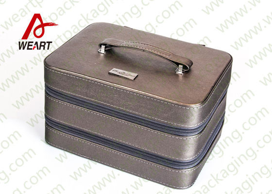 La superficie de plata/gris personalizó al OEM cosmético del caso del almacenamiento de la caja del maquillaje